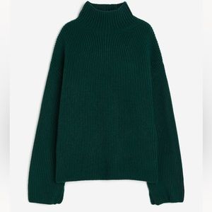Lafayette 148 New York dark green cashmere turtleneck loose fitting